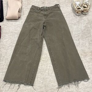 Olive Green Wide-Leg Pants
